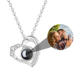 Custom Photo Projection Necklace - Personalized Heart Pendant with Picture Inside