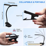 Rechargeable LED Reading Light with 3 Colors & 8 Brightness Levels - Dual Head Clip-On Book Light