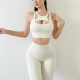 Women's High-Waist Yoga Tracksuit Set with Bra and Pocket Leggings