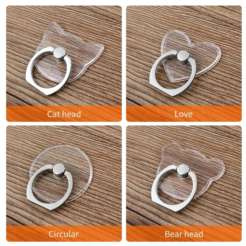 Soporte magnético universal transparente para teléfono con forma de anillo para el dedo