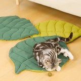 Leaf-Shaped Cat Bed Mat - Double-Sided Cotton Pet Blanket (2 Sizes, Washable)