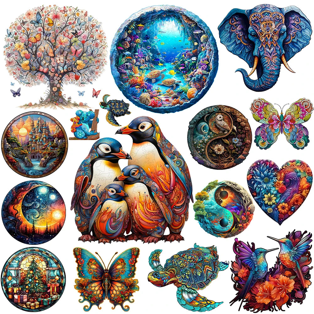 Wooden Animal Jigsaw Puzzle – Creative Brain Game for Teens & Adults