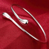925 Sterling Silver Open Cuff Bracelet for Women - Trendy Adjustable Bangle Jewelry