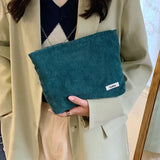 Bolsa de maquillaje de viaje de pana: organizador de cosméticos elegante y espacioso