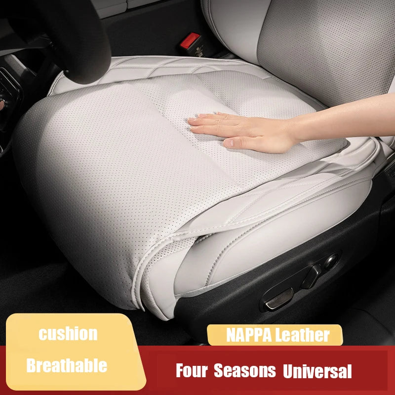 Nappa Leather Memory Foam Car Seat Cushion - Breathable Universal Fit
