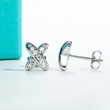 D Color Moissanite Stud Earrings – 925 Sterling Silver Cross Earrings with GRA Certificate