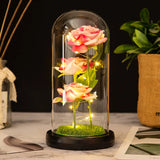 Romantic LED Rose Glass Lamp for Wedding and Home Decoration
