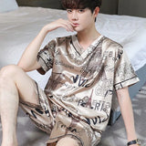 Men’s Lightweight V-Neck Pajama Set with Elastic Waist – Summer Loungewear