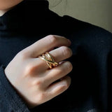 Minimalist Gold-Plated Stainless Steel Open Ring – Trendy & Elegant Jewelry for Women