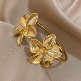 Trendy Gold Flower Cuff Bracelet for Women