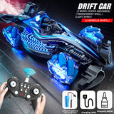 Coche acrobático teledirigido con control por gestos JJRC Q186: control dual, luz de pulverización y giros de 360°