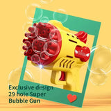 Light-Up Bubble Gun for Kids - 29-Hole Gatling Blaster with LED Effects
