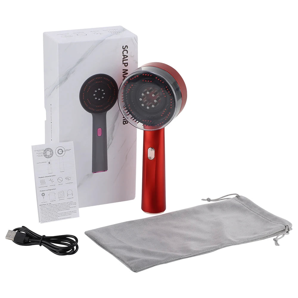 Electric Scalp Massager Comb with Red Light Therapy & Hair Serum Applicator