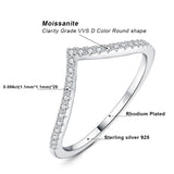 D Color Moissanite V-Shape Wedding Ring – 925 Sterling Silver Stackable Band