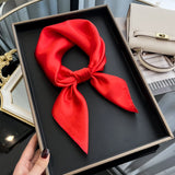 60cm Solid Color Silk Satin Neckerchief – Elegant Hijab Scarf for Women