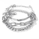 Bohemian Geometric Link Chain Bracelet with Lobster Claw Clasp for Women - Mood Tracker Jewelry