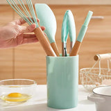 Juego de utensilios de cocina de silicona de 12 piezas | Herramientas de cocina con espátula y cucharas medidoras