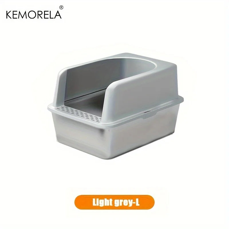 XL Stainless Steel Cat Litter Box with Lid – High Sides, Odor-Resistant, for Large & Small Cats