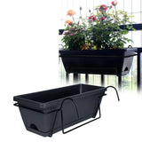 Hanging Balcony Railing Planter with Tray and Rack for Outdoor Gardening