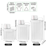 Dispensador de detergente para ropa rellenable de 1100/1800/2300 ml, depósito vacío para suavizante en polvo, contenedor de almacenamiento de blanqueador con etiquetas