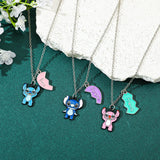 Disney Stitch Best Friend Necklace Set - Matching Heart Pendants for Couples & Friends