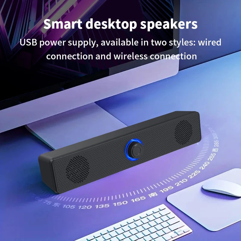 Dual Desktop Speakers with Bluetooth – USB-Powered Stereo Sound with LED Lights