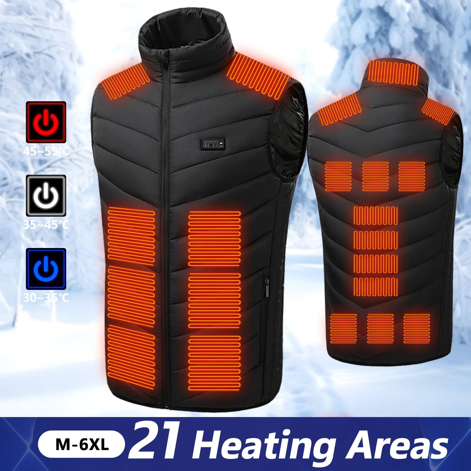 USB Heated Vest for Men & Women - 3-Temperature Electric Jacket for Outdoor Sports & Winter Warmth