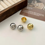 Punk Style Geometric Round Stud Earrings – Oversized Half Metal Ball Statement Earrings for Women
