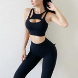 Women's High-Waist Yoga Tracksuit Set with Bra and Pocket Leggings