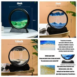 Reloj de arena redondo de cristal con forma de paisaje de las profundidades marinas: imagen artística de arena en movimiento en 3D
