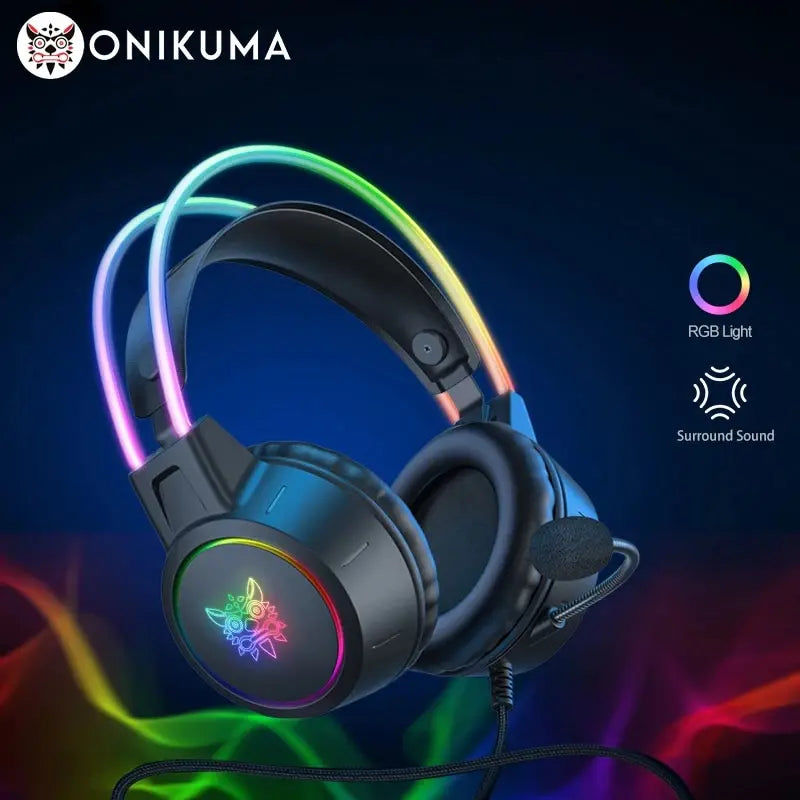ONIKUMA X15 Pro Gaming Headset with RGB Cat Ears - 50mm Drivers & Noise Isolation