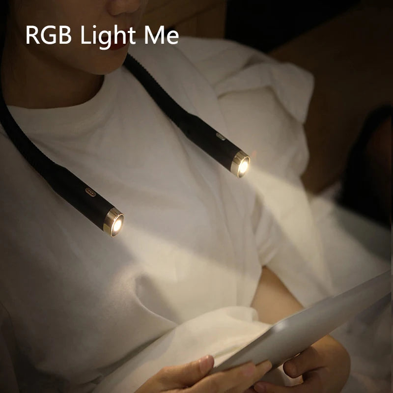 Lámpara LED de lectura para el cuello con manos libres: brillo ajustable para la hora de dormir, coser y tejer