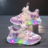 Girls’ My Melody LED Light-Up Sneakers – Cartoon Breathable PU Shoes with Anti-Slip Rubber Sole