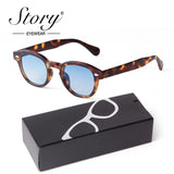 Gafas de sol redondas pequeñas con degradado azul de moda: gafas de sol cuadradas de diseño vintage con diseño de tortuga para hombres y mujeres