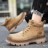 Men's Genuine Leather Hiking Boots - Comfortable Ankle Boots for Outdoor & Casual Wear