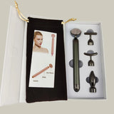 4-in-1 Vibrating Rose Quartz Face Roller and Massager for Lifting and Anti-Wrinkle