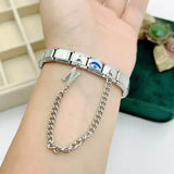 Pulsera unisex de acero inoxidable con dijes de animales: pulsera clásica y moderna con cierre de anilla de resorte