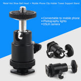 Soporte para trípode universal para teléfono con adaptador de zapata: soporte con clip ajustable para teléfonos inteligentes, DSLR y cámaras de acción
