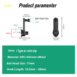 Soporte universal para teléfono con clip para ventilación de coche, con cabezal esférico de 17 mm