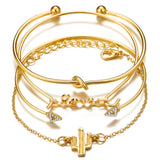 Bohemian Geometric Link Chain Bracelet with Lobster Claw Clasp for Women - Mood Tracker Jewelry