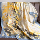 Bufanda de seda de lujo de primavera: 85 x 180 cm, elegante chal y diadema para mujer