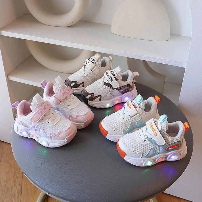 Toddler LED Light-Up Sneakers – Breathable Mesh Casual Shoes for Boys & Girls