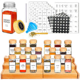 Frascos de vidrio para especias con tapas de bambú: recipientes para condimentos y saleros y pimenteros para organizar la cocina