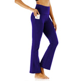 Women's High Waist Flare Leggings with Pockets - Tummy Control Yoga Pants for Workout & Casual Wear
