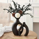 Set of 2 Hollow Nordic Ceramic Vases – Minimalist Boho Decor for a Stylish Home