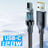 High-Speed 120W USB-C Fast Charging Cable with Digital Display and Overcharge Protection