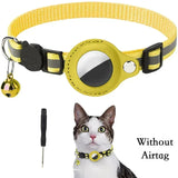 Reflective Cat Collar with AirTag Case and Bell – Adjustable Anti-Lost Pet Tracker Holder