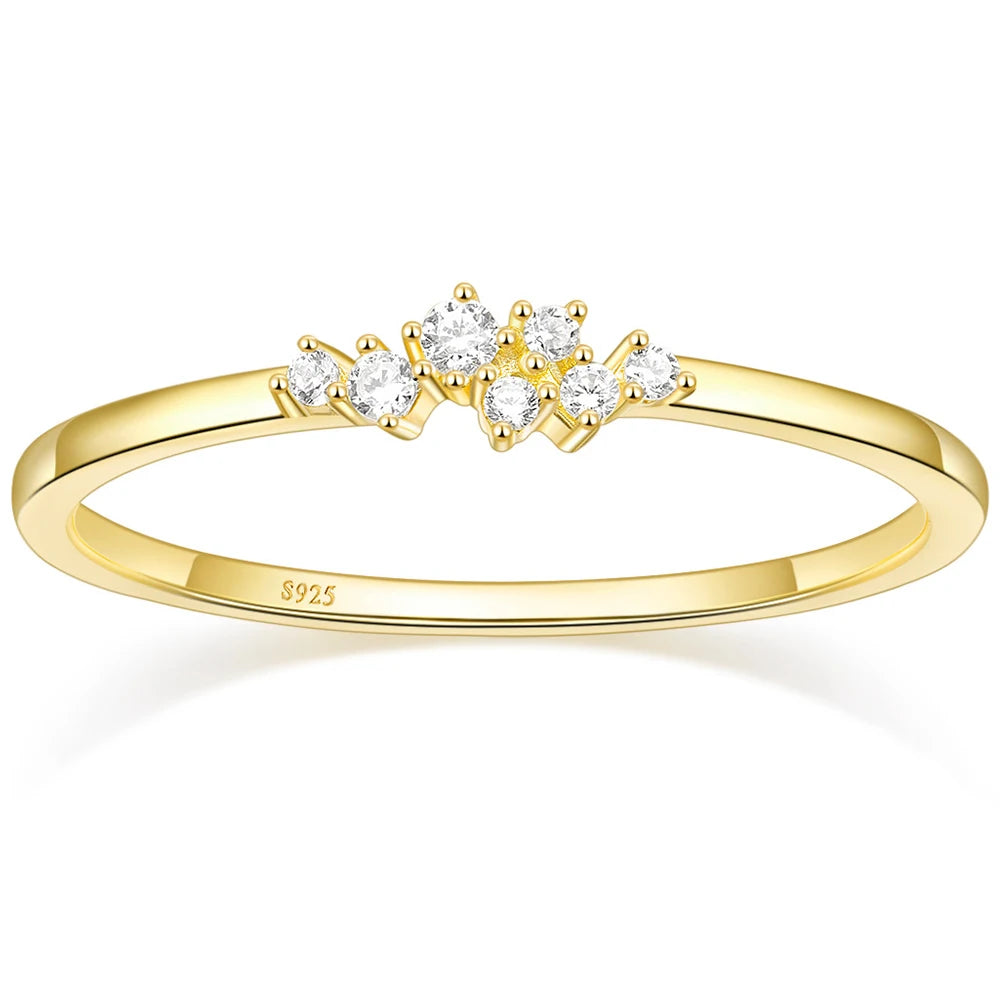 Alianza de boda Trumium de 1,5 mm con circonita cúbica bañada en oro de 14 quilates en plata de ley 925: anillo de compromiso delicado y apilable para mujer