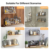 Wall-Mounted Shelf Organizer – Metal & Wood Storage Rack for Home & Office