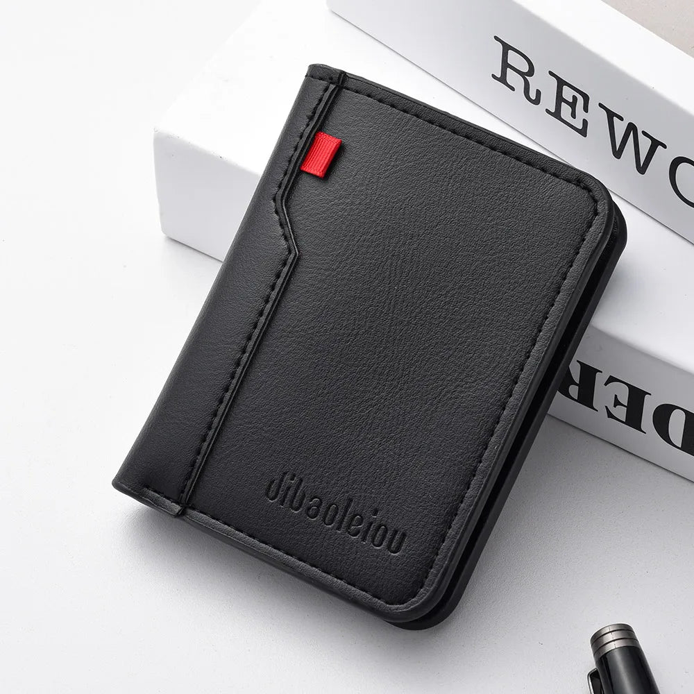 Ultra-Thin PU Leather Card Wallet for Men – Slim Minimalist Credit Card Holder